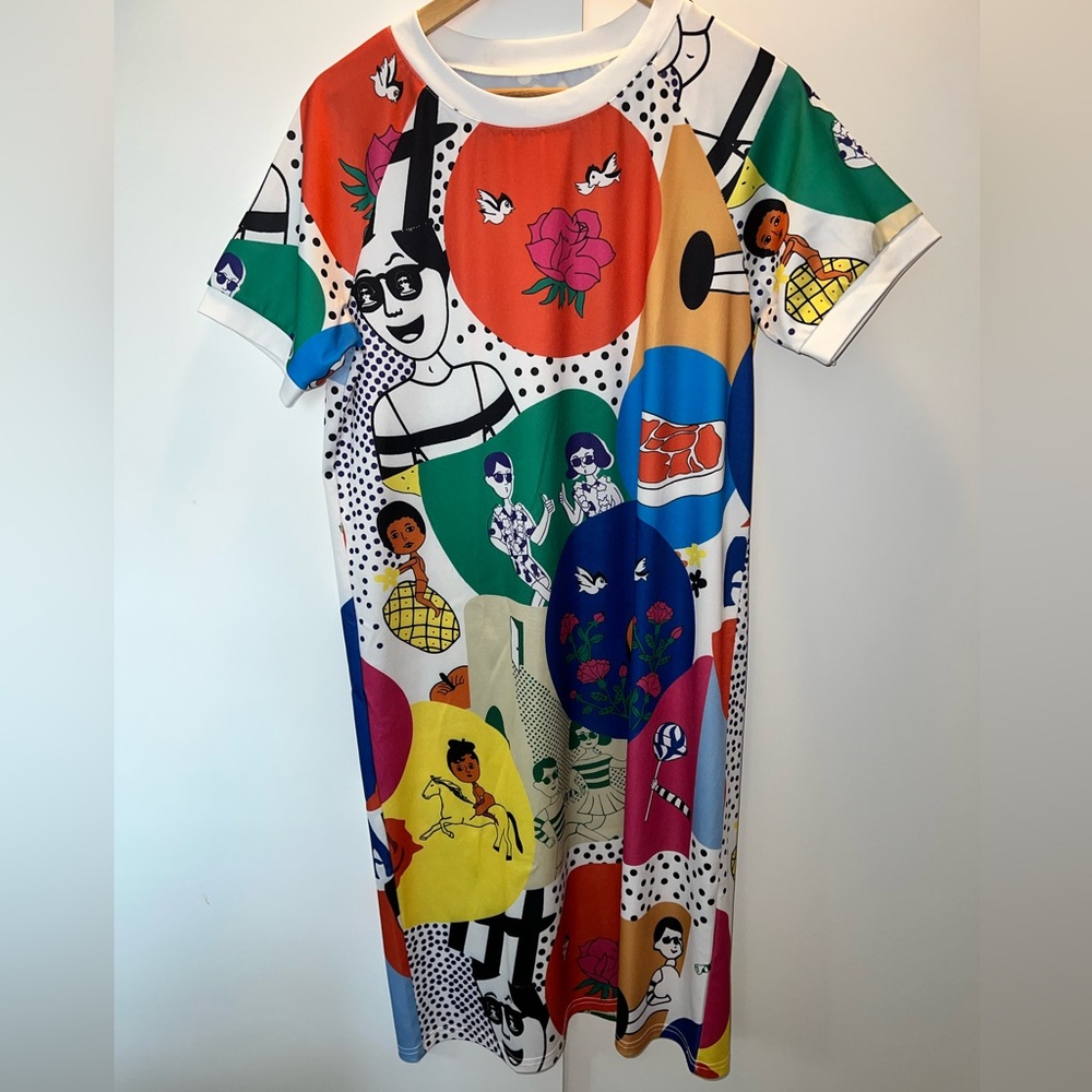 Jersey Colorful Graphic Print Dress